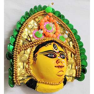 Masque Chhau Devi Durga artisanal de Mukherjee Handicrafts, décoration murale, objet de décoration, 21 cm x 20 cm x 6 cm - Product Image 1