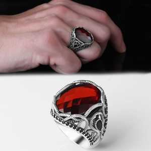 Azuris Turkish 925 Sterling <b>Silver</b> Men's <b>Ring</b> Fine Ottoman Style Jewelry <b>with</b> Natural <b>Stone</b> <b>Black</b> Made in Turkey Model VALKH1412 - Product Image 1