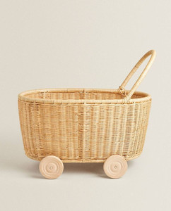 Chariot en rotin à article préféré pour enfant avec poignée à roues pour le déplacer facilement Style de matériau naturel du Vietnam - Product Image 1