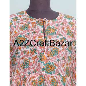 Robe décontractée mi-longue en coton à manches longues et col en V pour femme, imprimé floral numérique, taille naturelle, pour les occasions de fête, lavable, en stock - Product Image 3