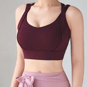 Soutien-gorge push up croisé dans le dos yoga fitness 2 pièces legging croisé dans le dos barre de sport de yoga antichoc sexy vente en ligne - Product Image 2