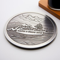 Sous-verre en métal pour café, thé, vin, logo gravé, souvenir personnalisé pour boisson