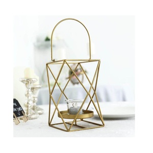 Top Selling Metal <b>Wire</b> Decorative Candle Lantern With Geometric Shape & Handle for Indoor Decoration - Product Image 1