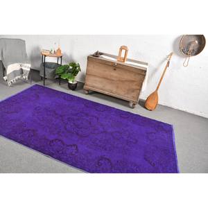 Alfombra de lana turca vintage de 4 pies x 8,5 pies, área grande, diseño de retazos de gran tamaño, látex para habitación de adolescentes, rompecabezas rectangular, pasillo - Product Image 5
