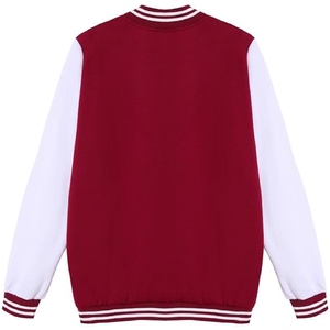 <b>Men</b>’s Classic Maroon and <b>White</b> Varsity <b>Jacket</b> – Authentic Athletic Letterman Bomber with Contrast Sleeves - Product Image 3