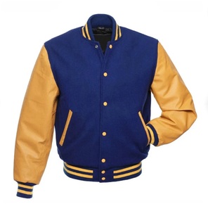 Men's Blue Varsity Jackets High Street Style Stand Collar Winter Blank Letterman Jackets CollegeBaseballjacket for men - Product Image 1
