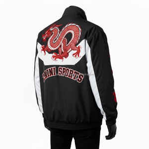 Premium Windbreaker <b>Jacket</b> Waterproof Polyester Fabric Black and <b>White</b> Contrast Custom Embroidery Windbreaker <b>Jacket</b> for <b>man</b> - Product Image 4