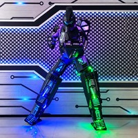 Costume de mascotte robot lumineux personnalisé à porter par un humain avec lumières télécommandées, pour les spectacles de rue de Noël et de carnaval