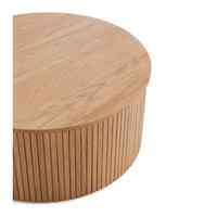Table basse ronde moderne en bois avec plateau en pierre, structure en bois massif, rangement durable, mobilier de luxe pour salon, table centrale