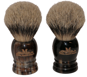 Pinceau à raser artisanal élégant en résine de corne de tortue, poils de blaireau à pointe argentée, écologique et moderne, pour crème à raser - Product Image 1