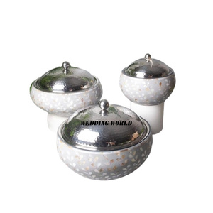 Hotpot en métal doré avec couvercle noir forme ronde vaisselle casserole de stockage des aliments vente à chaud chauffe-aliments royal fantaisie - Product Image 4