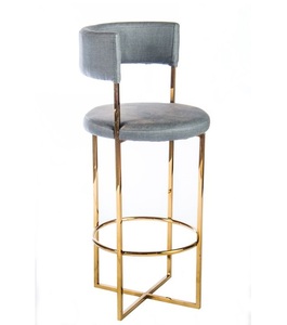 Golden Finished Iron Frame <b>Stool</b> Modern Eco-Friendly Bar <b>Stool</b> with Comfort Seating Hot Selling Bar Chair Furniture for Hotel - Product Image 1