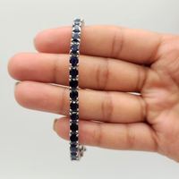 Bracelet tennis en saphir bleu naturel, argent sterling 925 plaqué platine, pierre de naissance de septembre, certifié GIA, luxe