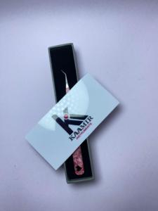 Professional Stainless Steel 45 Degree Eyelash Tweezers High Precision with Colorful Printed Handle Salon Quality - Product Image 2