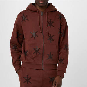 Sudadera con capucha de invierno para hombre de estilo urbano inspirado en el diseñador 100% algodón mezclado con letras de diamantes de imitación brillantes - Product Image 3