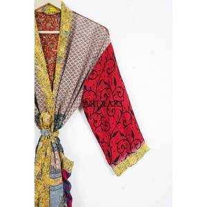 Robe Kimono Japonaise Unique Faite à la Main, Élégante et Vintage, en Soie, pour Femme, Style Bohème, Longue, pour l'Été, Cache-Bikini, Respirante et Douce - Product Image 3