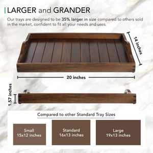 Bandeja grande de madera para servir, bandeja de cama de madera otomana, bandeja decorativa perfecta para el hogar, hoteles y restaurantes, suministros, Juego de 3 - Product Image 5