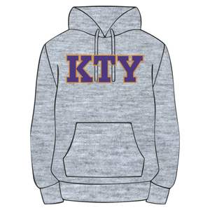 Sweat à capuche brodé Omega Chenille Premium Heather Grey Cotton Blend Greek Fraternity Apparel Divine Nine HBCU College Clothing - Product Image 2