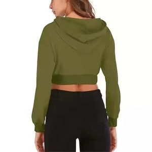 Sudadera Corta para Mujer, Venta al por Mayor, Informal, Lisa, Tipo Jersey, Top, Sudaderas con Capucha para Chicas, Directo de Fábrica OEM - Product Image 4