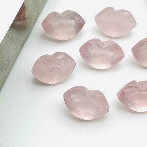 Cuentas de Cristal Natural de Cuarzo Rosa Talladas a Mano en Forma de Labios de 12x8 mm para la Fabricación de Joyas - Product Image 4