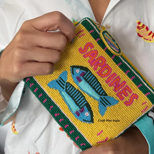 Primum high quality new hand made stylish beaded SARDINES multi color coin pouch hand embroidery design <b>small</b> <b>wallet</b> coin purse - Product Image 1