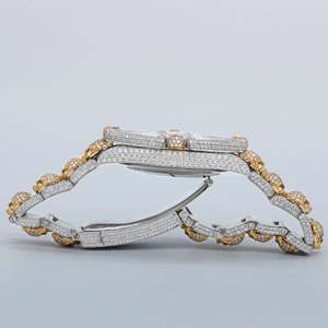 Reloj de pulsera Hip Hop para hombre Regular para ocasiones especiales con diamantes cultivados en laboratorio hechos a mano de acero inoxidable con claridad VVS - Product Image 2