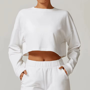 Sudadera Deportiva Transpirable de Felpa Lavada al Ácido Personalizada para Mujer - Manga Larga de Algodón Servicio OEM - Product Image 1