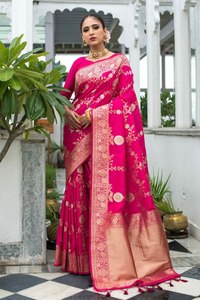 Ropa India para Fiestas Nocturnas, Lehenga Sari de Seda Banarasi Katan Suave con Encaje de Rayón y Adornos Latkan, Bordado a Juego para Novias - Product Image 6