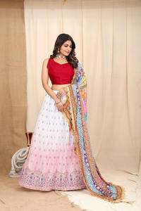 Último diseñador Chinon Silk Zari bordado trabajo Lehenga Choli por Fab Zone - Product Image 3