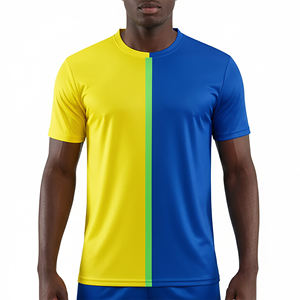 Camisetas de Fútbol Personalizadas OEM/ODM, 100% Poliéster, Malla Transpirable de Secado Rápido, Cuello Redondo, Diseño de Bloques de Color, Colores y Logotipo Personalizables - Product Image 1