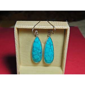 Pendientes de piedras preciosas turquesas Plata de Ley 925 Regalo de oro rosa hecho a mano para su E0642-GS - Product Image 4