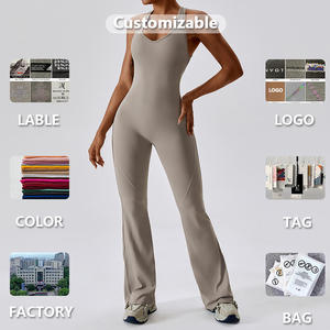 จั๊มสูทสำหรับผู้หญิงบอดี้สูทเว้าหลังฟิตเนสยาวเสื้อแขนกุดออกกำลังกายตัวยูคอ - Product Image 6