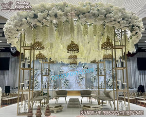 Mandap cuadrado de Metal de aspecto moderno, decoración de boda occidental, contemporáneo, configuración glamurosa - Product Image 6