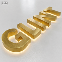 Enseigne lumineuse LED 3D personnalisée en métal doré EZD pour les entreprises, les devantures de magasins, les hôtels, les bureaux et les bâtiments commerciaux
