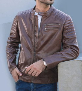แจ็คเก็ตหนังวัวแท้คุณภาพสูงทันสมัย เป็นมิตรกับสิ่งแวดล้อม ผลิตตามสั่งจากปากีสถาน สำหรับผู้ชาย คอปกแบบ Band Collar พร้อมอุปกรณ์เสริม ขายส่งราคาดีที่สุด - Product Image 1