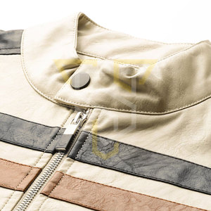 Blouson en cuir d'hiver à manches longues pour homme, style urbain, motif uni, col montant et fermeture éclair, vente en gros personnalisée - Product Image 5