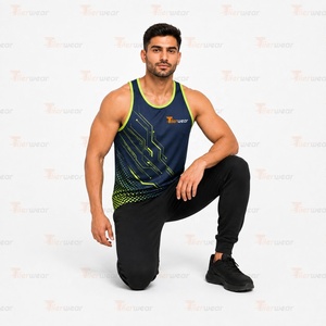 Wholesale Custom <b>Mens</b> Sublimation Tank Top Sportswear Manufacturer <b>Gym</b> Workout Stringer <b>Vest</b> Bodybuilding Running Quick Dry - Product Image 5