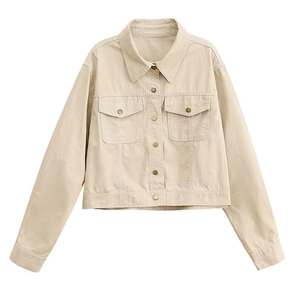 2025 nouvelles femmes Denim veste courte ample vêtements d'extérieur décontractés avec bouton décoration hiver coupe-vent manteau pour printemps automne - Product Image 2