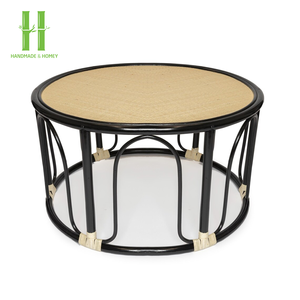 Mesa de Centro de Ratán y Madera Hecha a Mano, Decorativa, Ecológica, Duradera, Novedad, Mueble de Diseño Único - Product Image 2