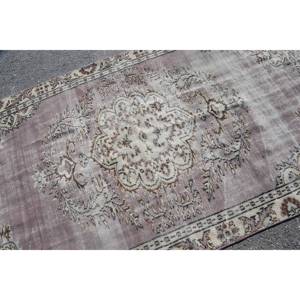 พรมตุรกีโบราณขนาด4.7x8.5ฟุตผ้าขนสัตว์สีน้ำตาลเบจและลาเท็กซ์ด้านหลังแบนลายเย็บปะติดปะต่อกันสำหรับห้องนั่งเล่นวัยรุ่น - Product Image 5