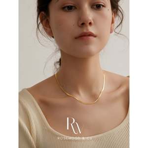 Collana a spina di pesce placcata oro 18K, 3mm, anti-ossidazione, impermeabile, con ciondolo a serpente e perline, gioiello raffinato, idea regalo - Product Image 5