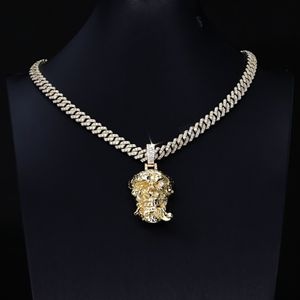 Colgante de calavera dorada para hombre en plata de ley 925 forma redonda Moissanite Diamond Hip Hop Bling Jewelry - Product Image 4