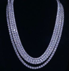 2-6mm VVS1 Moissanite Sterling Silver Luxury White AAAA Pearl Tennis Necklace <b>Iced</b> Diamond Anniversary Gift - Product Image 2