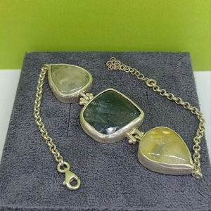 Pulsera de Plata de Ley 925 con Piedras de Peridoto y Zafiro, 26g, Joyería Fina Hecha a Mano para Mujer - Product Image 1