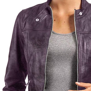 Chaqueta de cuero cálida de invierno ecológica transpirable para mujer, ropa informal de punto a precio razonable - Product Image 6