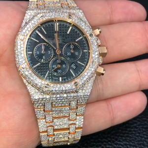 Montre de luxe de haute qualité avec diamant incolore de laboratoire DEF, style hip-hop, bracelet en acier inoxydable, mouvement Miyota, cadran en verre - Product Image 2