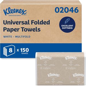Serviettes en papier pliées Kleenex Professional, 9,2" x 9,4", 150 feuilles/paquet, 8 paquets/boîte (02046) - Product Image 1