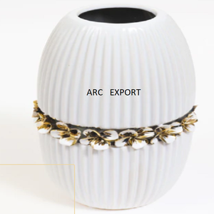 Floreros decorativos simples y elegantes, florero blanco con alambre dorado, florero de Metal para la decoración de la sala de estar del hogar al precio más barato - Product Image 6