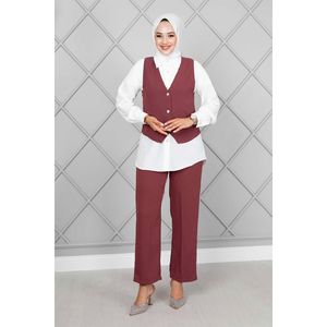Ensemble Hijab Gilet 3 Pièces Rose Dusty - Product Image 3