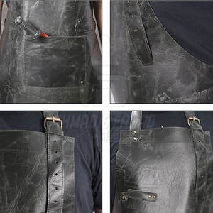 Tablier professionnel en cuir style veste pour homme, personnalisable, durable, pour barbecue, atelier, artisanat, ajustement confortable et réglable - Product Image 3